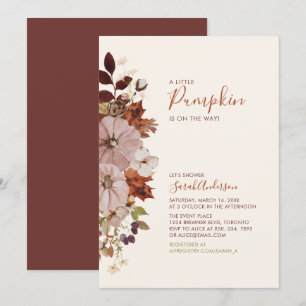 Invitation Rustic Automne Floral Citrouille Invitatiatiatiati