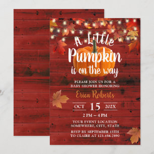 Invitation Rustic Automne laisse Red Barn Citrouille Baby sho