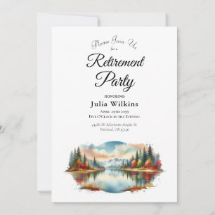 Invitation Rustic Automne Lakeside Forest Retirement Party