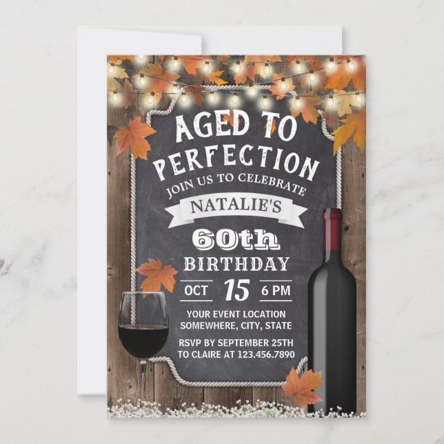 Invitation Rustic Automne part 60e Anniversaire Fête du Vin (Devant)