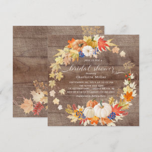 Invitation Rustic Automne quitte Fête des mariées Citrouille