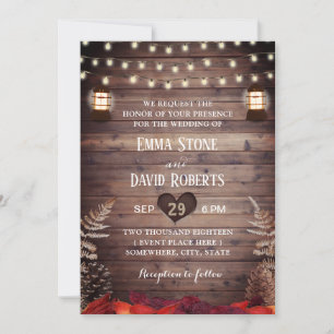 Invitation Rustic Automne quitte Vintage Lanterne Mariage de 