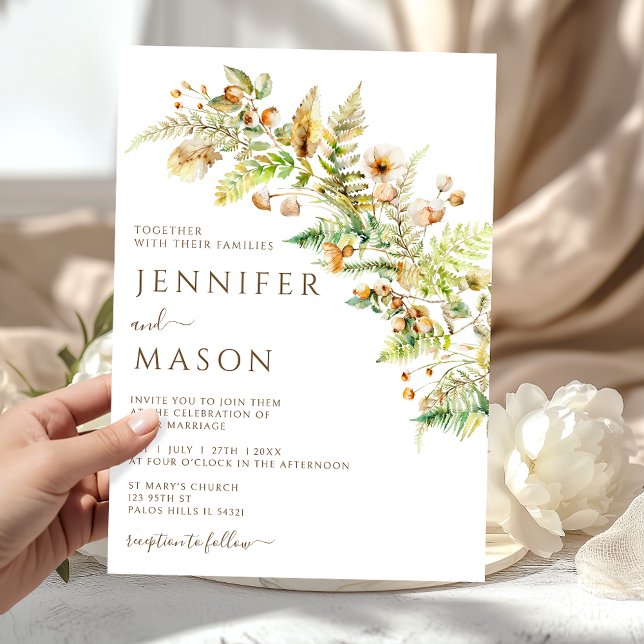 Invitation Rustic Autumn Flowers Forest Leaves Fall Wedding (Créateur téléchargé)