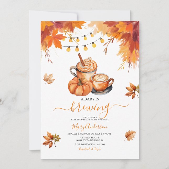 Invitation Rustic Baby brasse baby shower automne automne (Devant)