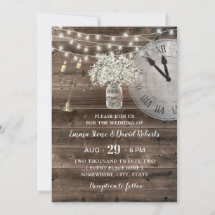 Invitation Rustic Baby's Breath Flower Barn Fairytale Mariage