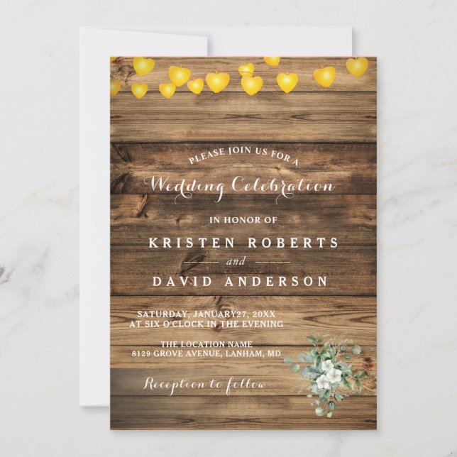 Invitation Rustic Baby's Breath Mason Jar Lights Mariage Invi (Devant)