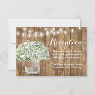 Invitation Rustic Baby's Breath Mason Jar Réception de mariag