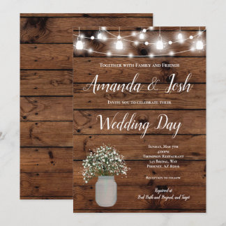 Invitation Rustic Babys Respiration Mason Jar Mariage campagn