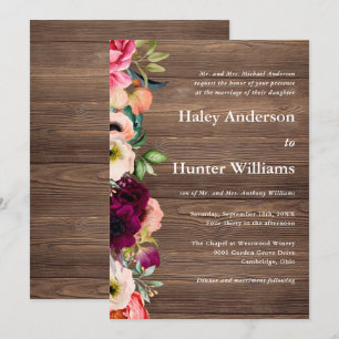 Invitation Rustic Barn Boho Botanique Mariage