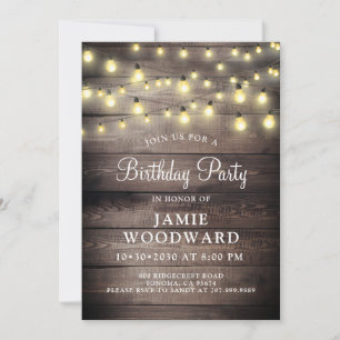 Invitation Rustic Barn Bois fête d'anniversaire