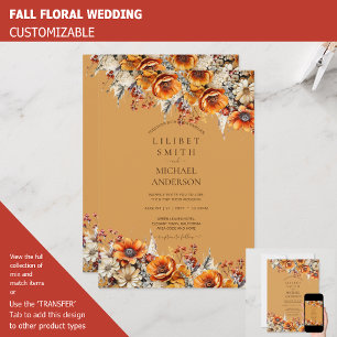Invitation Rustic Barn Mariage Automne Brûlé Orange