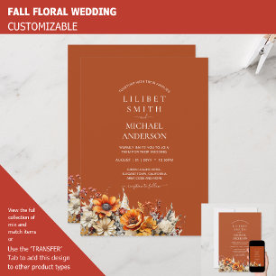 Invitation Rustic Barn Mariage Automne Brûlé Orange