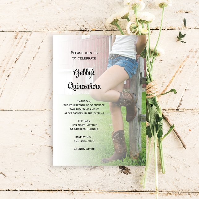 Invitation Rustic Barn Party Western Quinceañera (Créateur téléchargé)