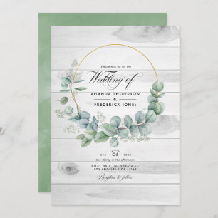Invitation Rustic Barn Pays Eucalyptus QR Code Mariage