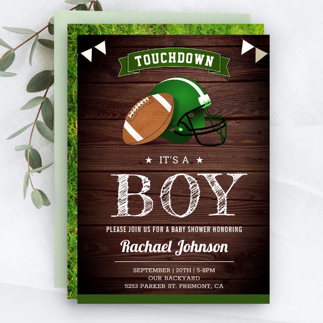 Invitation Rustic Barn Wood Sports Baby shower de football de (Créateur téléchargé)