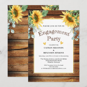 Invitation Rustic Barn Wood Sunflower