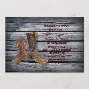 Invitation Rustic Barn Wood Western Cowboy mariage