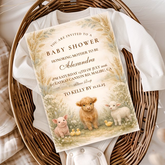 Invitation Rustic Barnyard Meadow Baby Shower (Créateur téléchargé)