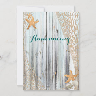 Invitation Rustic Beach Starfish Mariage Annouement