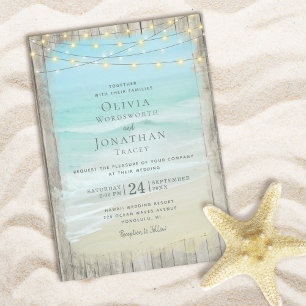 Invitation Rustic Beach Wood Destination Mariage