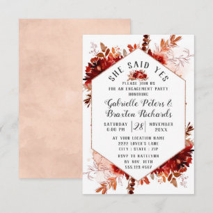 Invitation Rustic Beauty Floral Elle A Dit Oui Partie Engagem