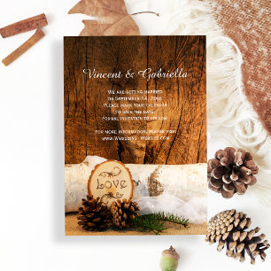 Invitation Rustic Birch Tree Grange Mariage en bois Enregistr