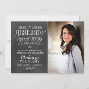 Invitation Rustic Black Chalkboard 2024 Graduate Photo
