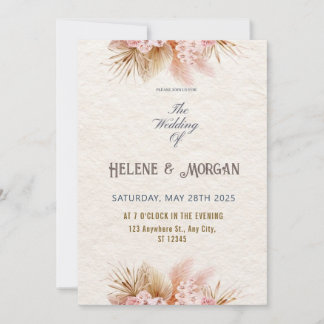 Invitation Rustic Blush Boho Floral Wedding Inviter