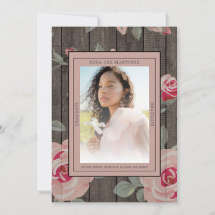 Invitation Rustic Blush Trois Diplôme Photo de 2022