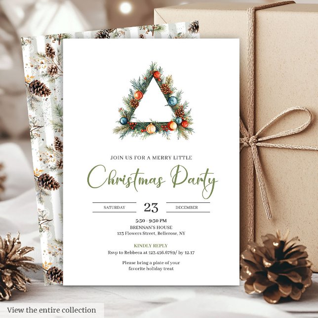 Invitation Rustic Bohemian Pine Wreath Holiday Dinner Card (Rustic Bohemian Pine Wreath Holiday Dinner Card)