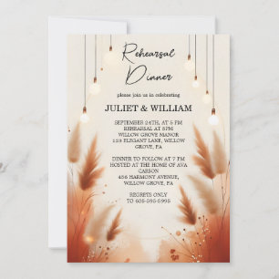 Invitation Rustic Boho Automne Ombre Dîner De Répétition Brow