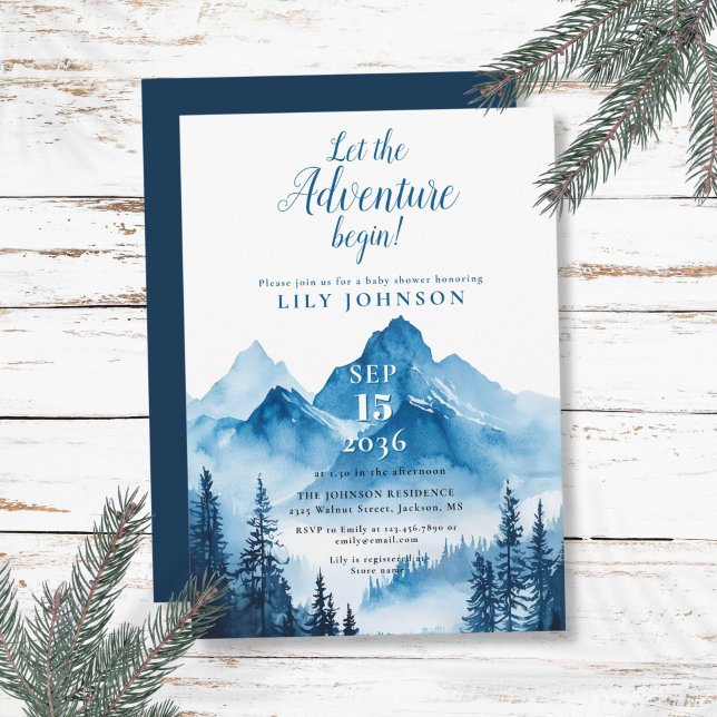 Invitation Rustic Boho Aventure Commence le Baby shower de mo (Rustic Boho Adventure Begin Mountain Baby Shower Invitation)