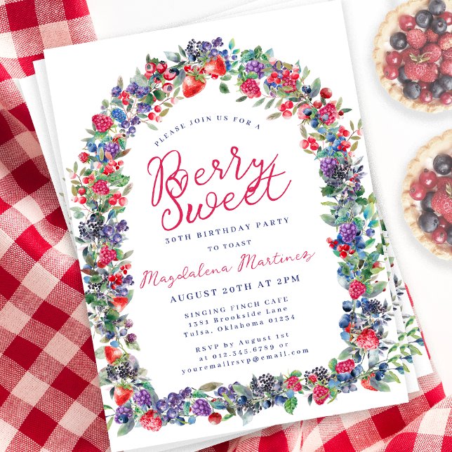 Invitation Rustic Boho Berry Arch Été 30e anniversaire (Créateur téléchargé)