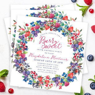 Invitation Rustic Boho Berry Sweet été 100e anniversaire