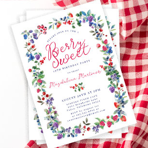 Invitation Rustic Boho Berry Sweet été 19e anniversaire