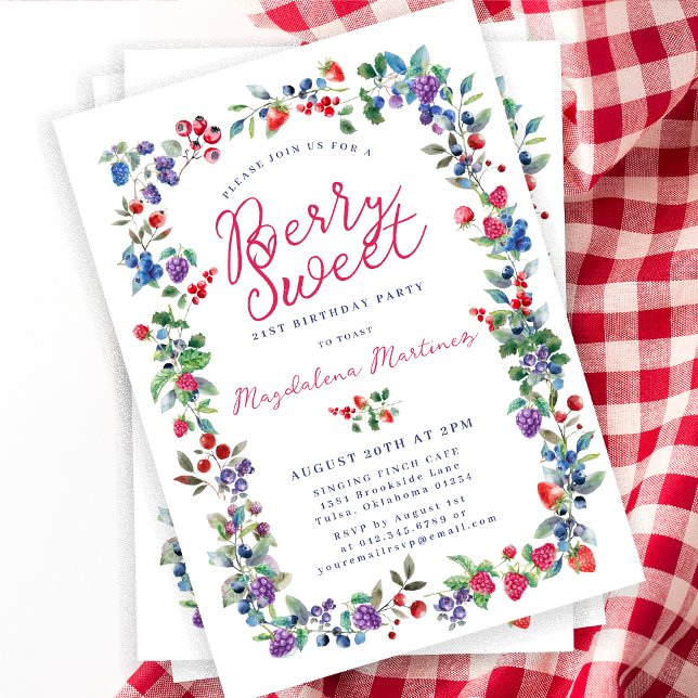 Invitation Rustic Boho Berry Sweet été 21e anniversaire (Créateur téléchargé)