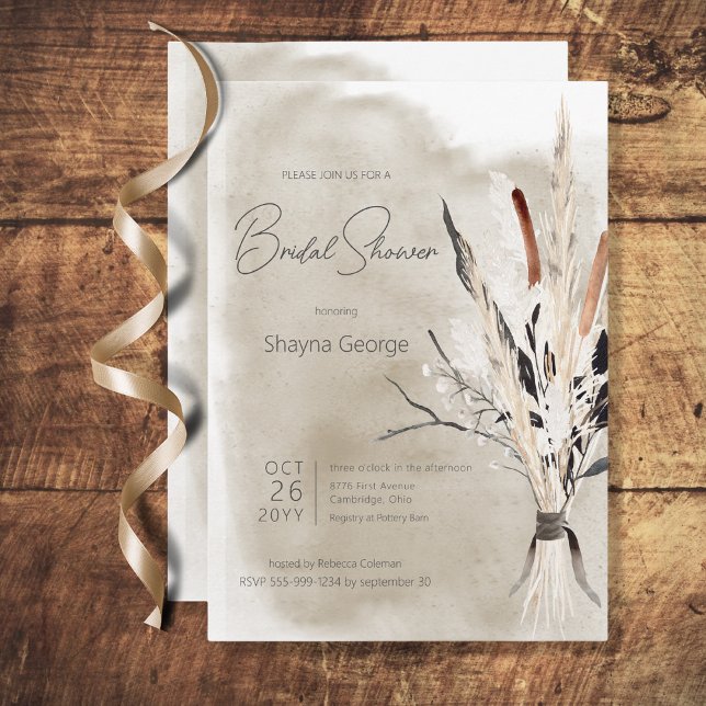 Invitation Rustic Boho Bouquet Fête des mariées moderne Invit (Créateur téléchargé)