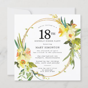 Invitation Rustic Boho Daffodil 18ème anniversaire Dîner fête