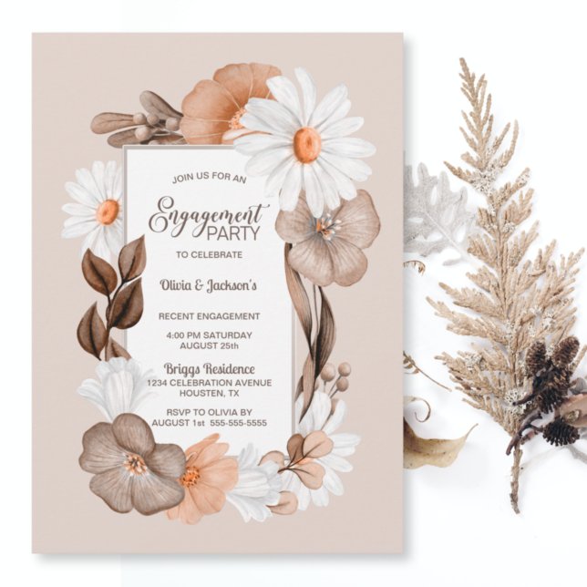 Invitation Rustic Boho Fall Floral Engagement Party (Créateur téléchargé)