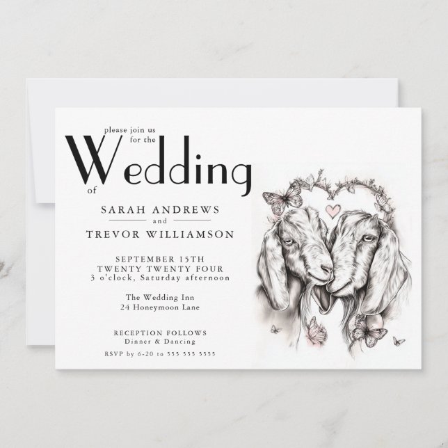 Invitation Rustic BOHO Goat Lovers  (Devant)