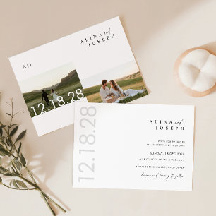 Invitation Rustic Boho Mariage photo noir et blanc