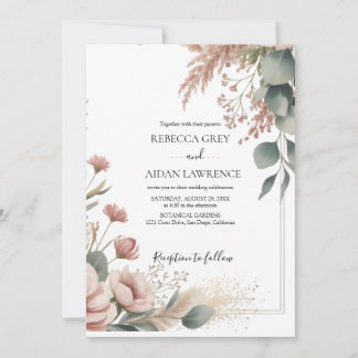 Invitation Rustic Botanical Eucalyptus Greenery Wedding 