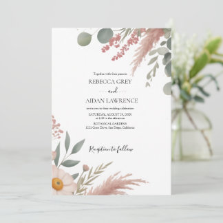 Invitation Rustic Botanical Eucalyptus Greenery Wedding 