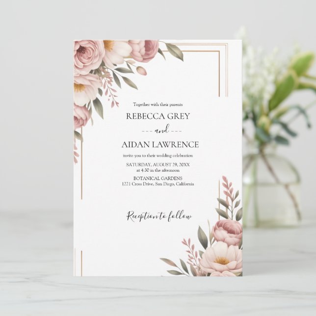 Invitation Rustic Botanical Eucalyptus Greenery Wedding  (Debout devant)