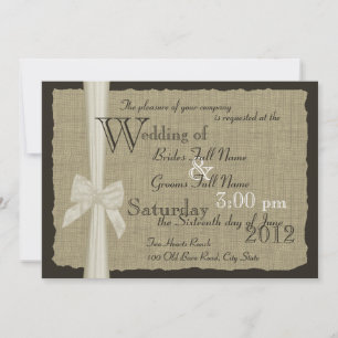Invitation Rustic Bow et Burlap Mariage