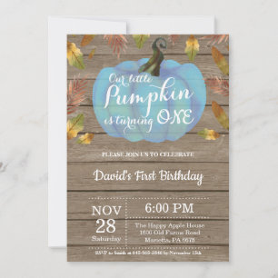 Invitation Rustic Boy Citrouille Premier anniversaire Invitat