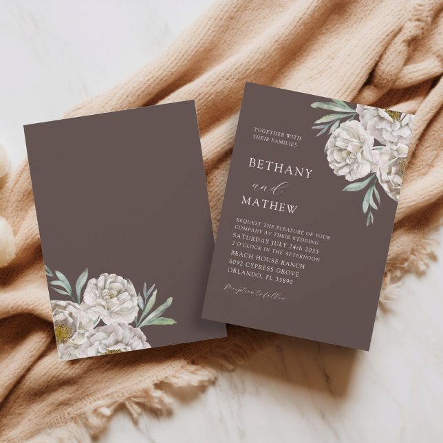 Invitation Rustic Brown & Off White Floral Wedding (Créateur téléchargé)