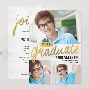 Invitation Rustic Brush Graduation Announcement Invite