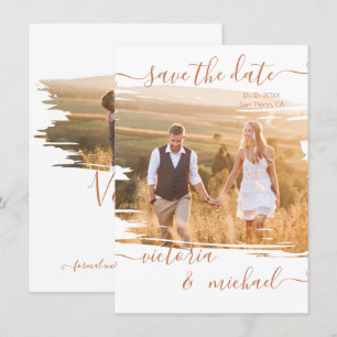 Invitation Rustic Brush stroke Mariage Photo Enregistrer la d