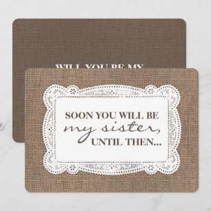 Invitation Rustic Burlap Bridesmaid / Maid of Honor Proposal